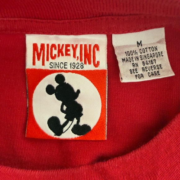 Vintage 90s Mickey Mouse & Pluto "Dog Gone" T-Shirt Mens Medium Red Long Sleeve - Picture 4 of 7